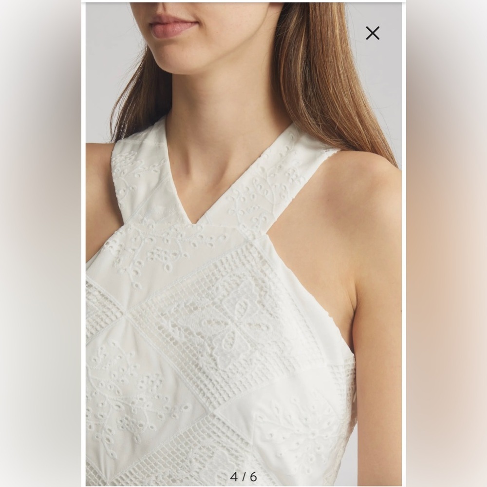 New CIEBON braylee lace eyelet belted sleeveless midi dress - Picture 4 of 8